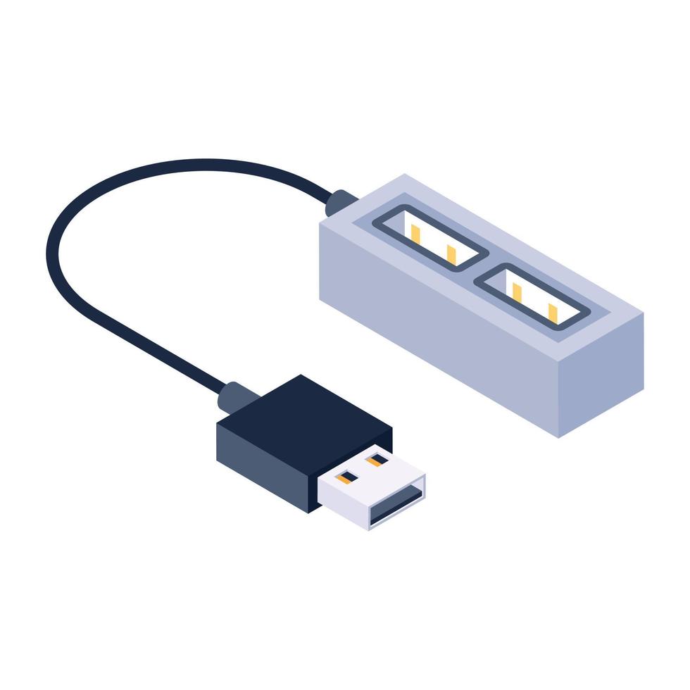 Power plug icon in isometric design, plug editable vector