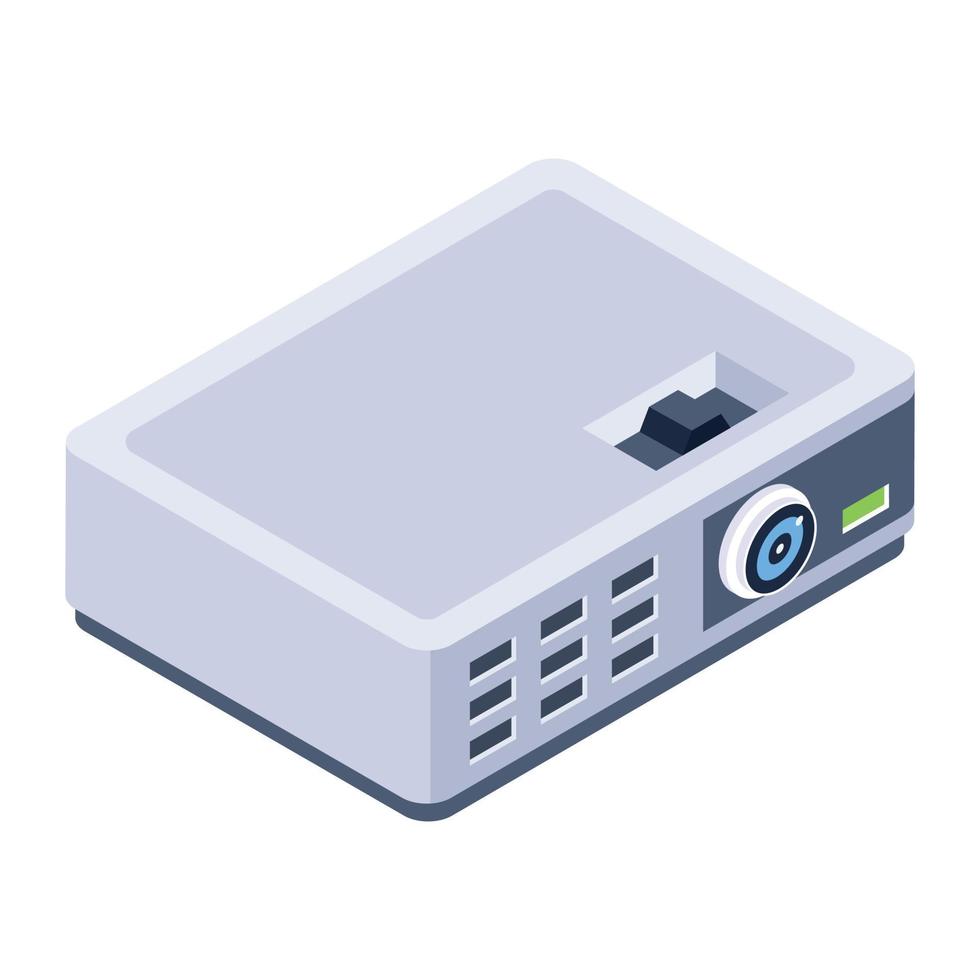 An icon design of projector, isometric vector of electronic device for presentation purpose