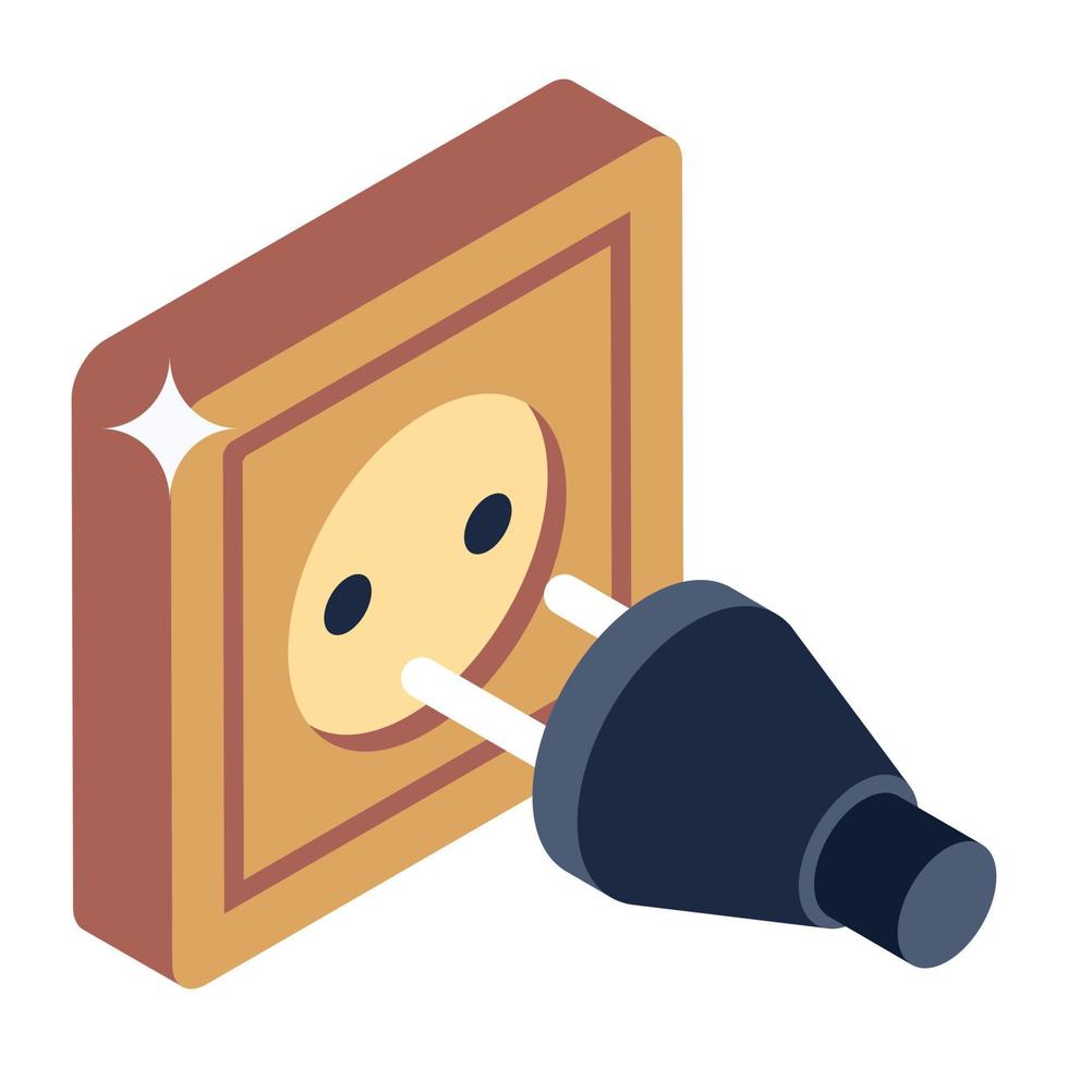 Power plug icon in isometric design, plug editable vector