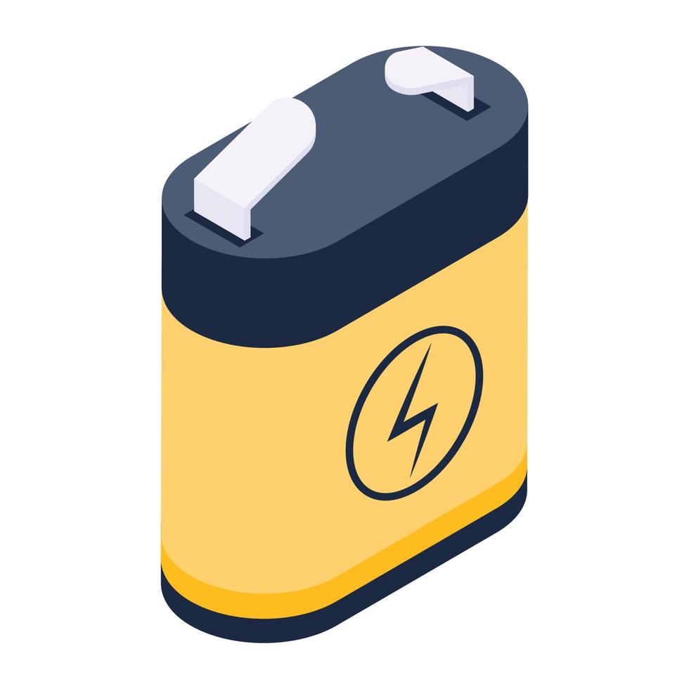 icono de batería recargable en diseño isométrico, vector de estilo de moda de batería de energía