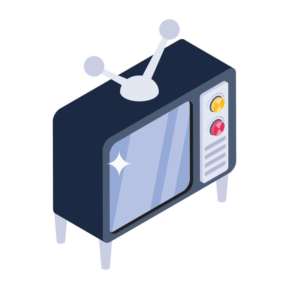 icono de tv retro en estilo darwin de mano editable vector