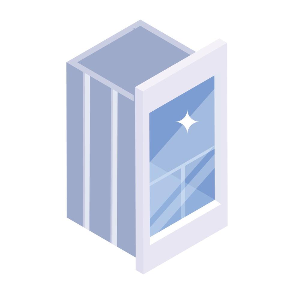 Isometric vector design of glass elevator, editable icon