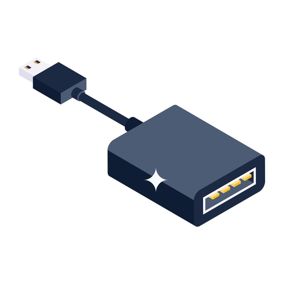 Power plug icon in isometric design, plug editable vector