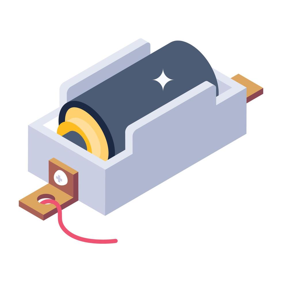 Rechargeable battery icon in isometric design, power battery trendy style vector