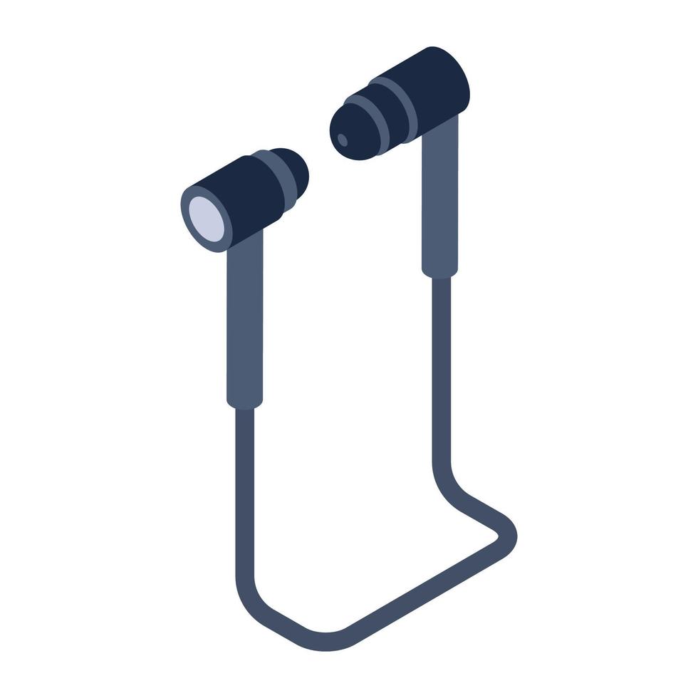 A smartphone accessory to control audio functions, earphones isometric icon vector