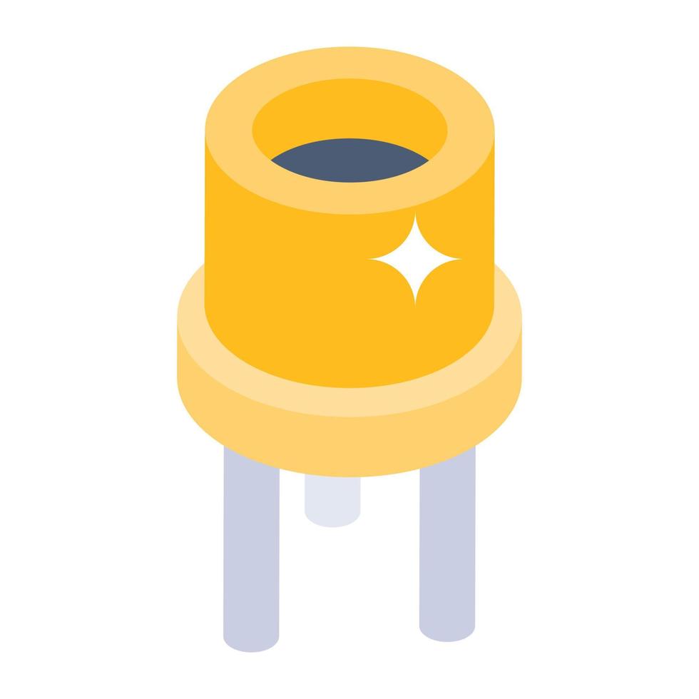 Power plug icon in isometric design, pin cord editable vector