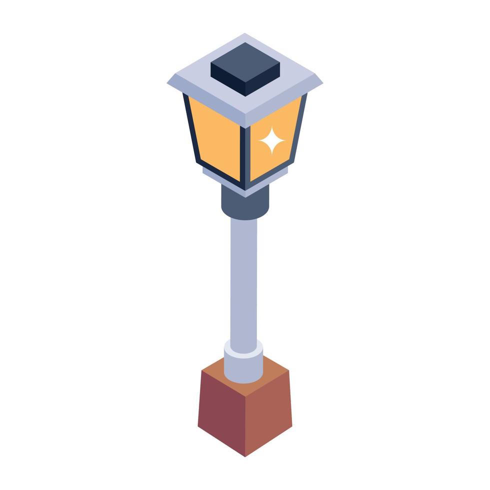 Editable isometric design of street lighting icon vector