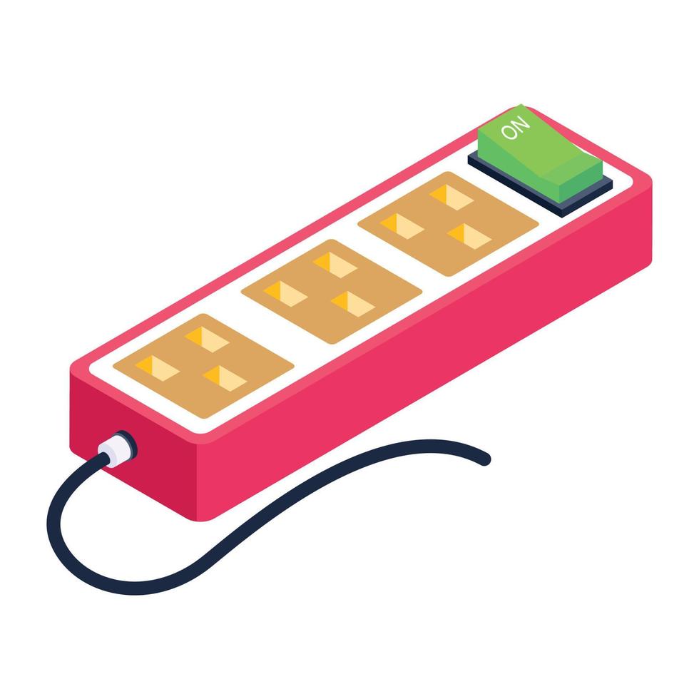 Power supply via extension wire isometric icon vector