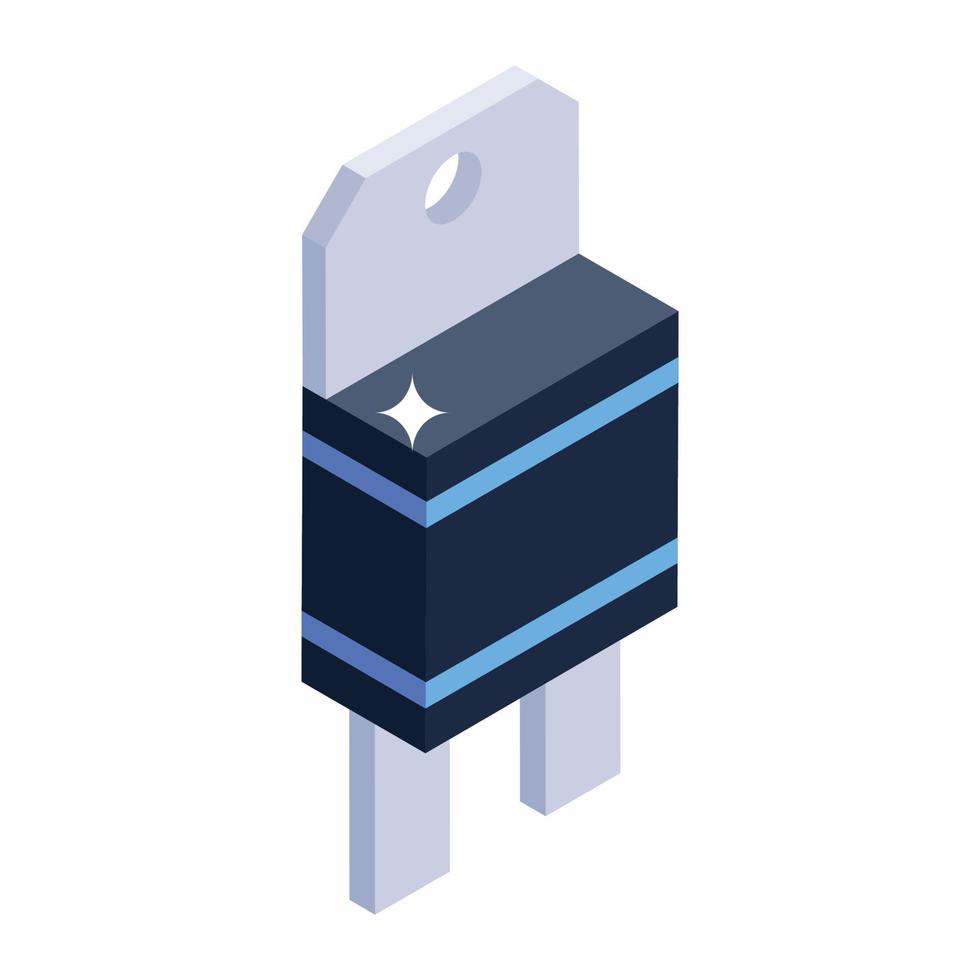 Power plug icon in isometric design, pin cord editable vector