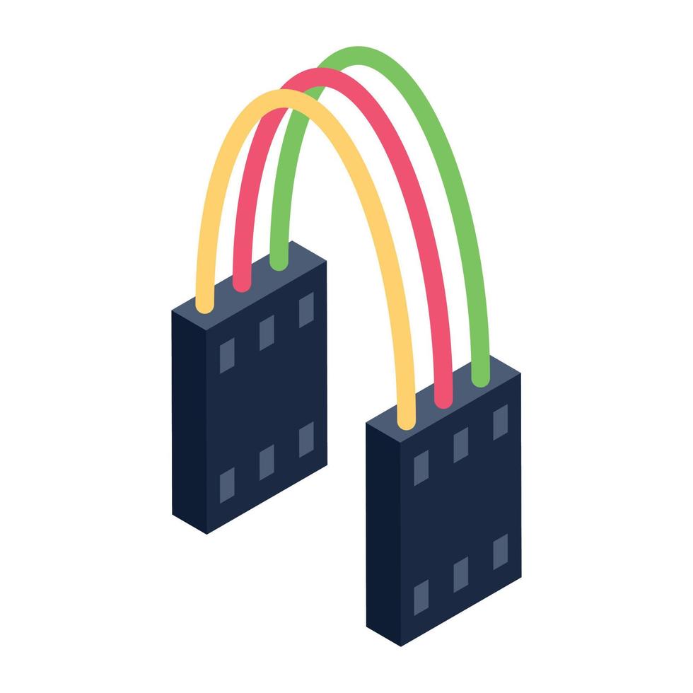 Isometric icon of usb cable, modern style vector