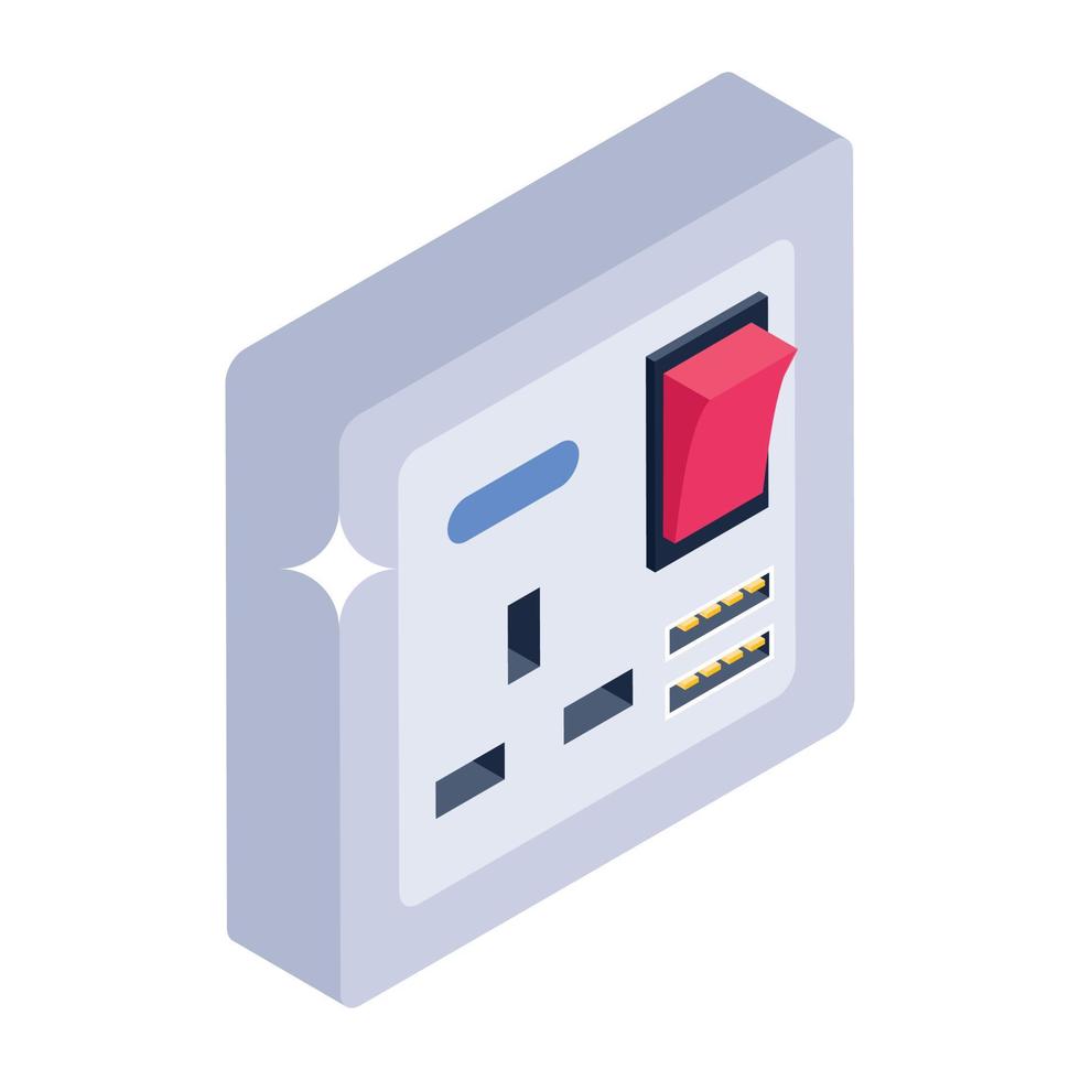 Editable design of wall socket icon vector