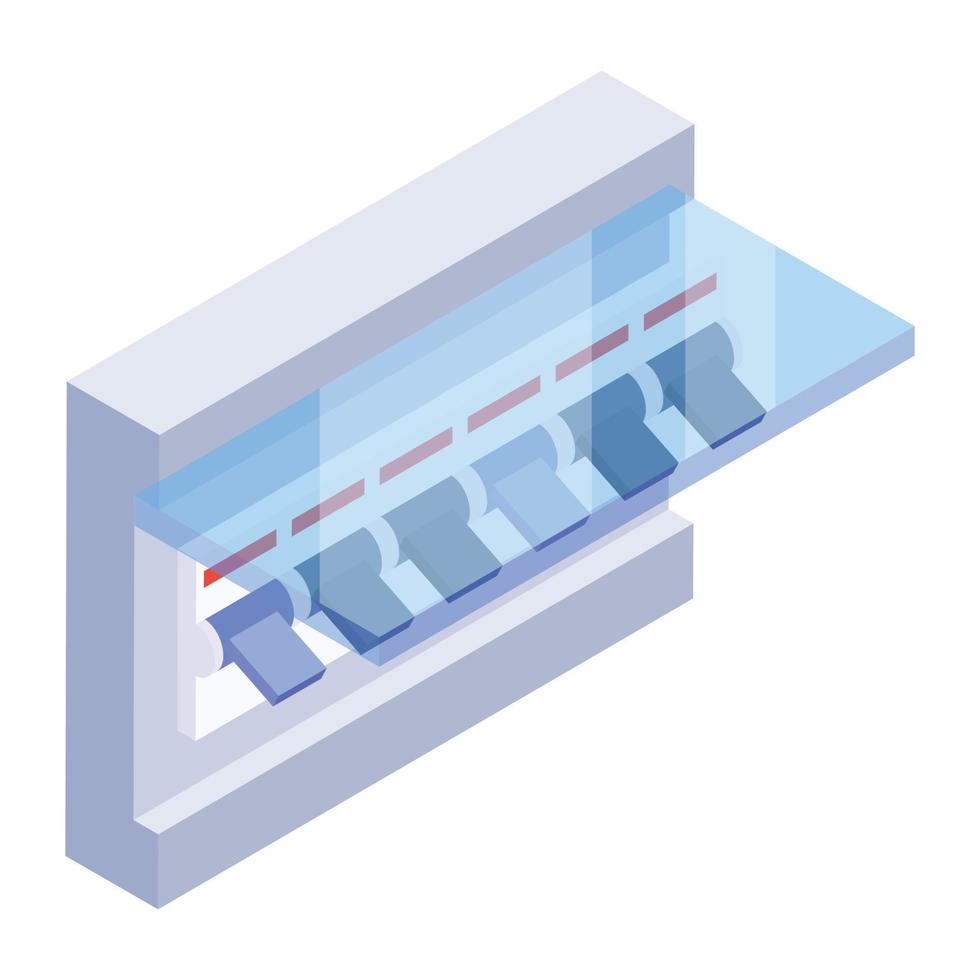 Editable isometric style of changeover, circuit breaker control panel vector