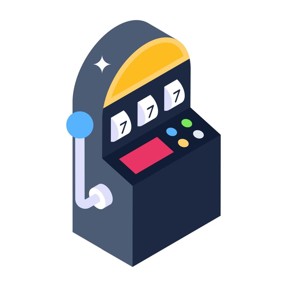 Casino game, isometric icon of an arm bandit vector