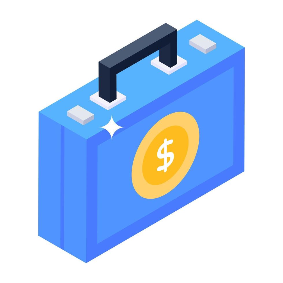 Editable icon of money briefcase, isometric design vector