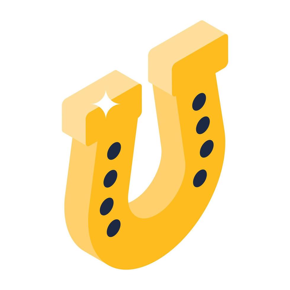 Horseshoe, fortune luck isometric icon vector