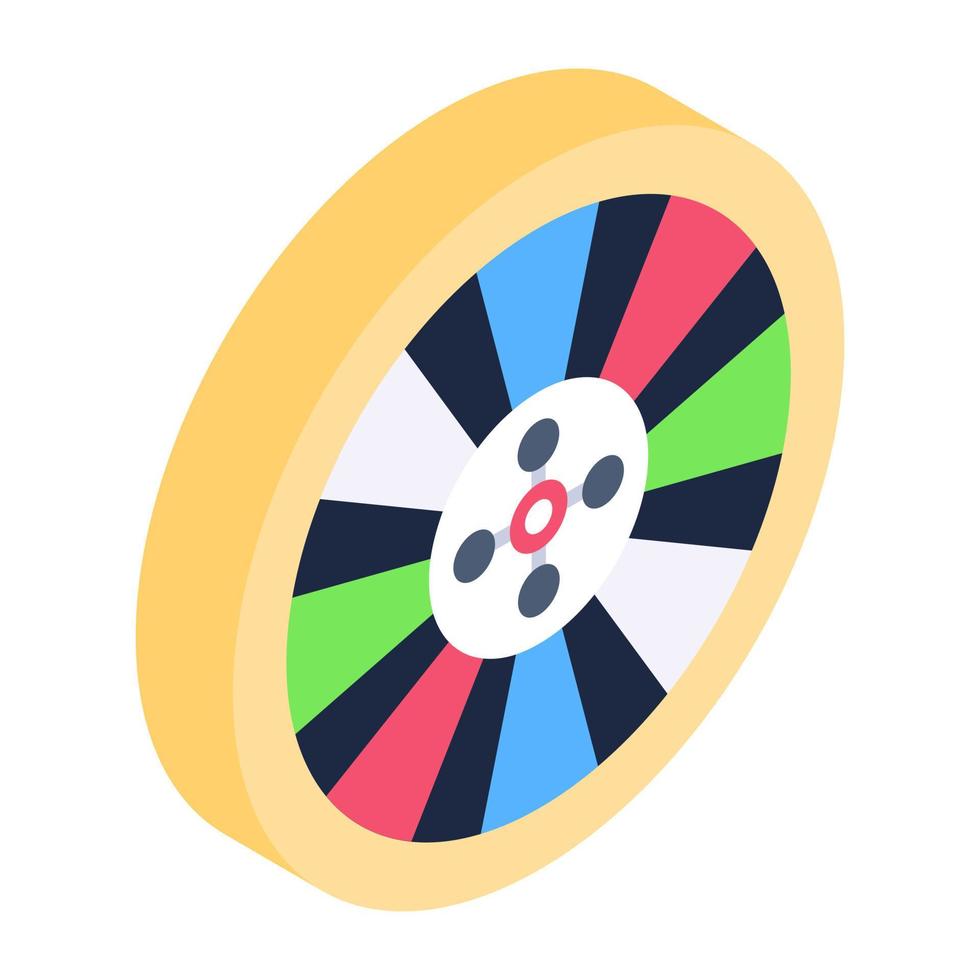 un icono de ruleta de casino en diseño isométrico vector