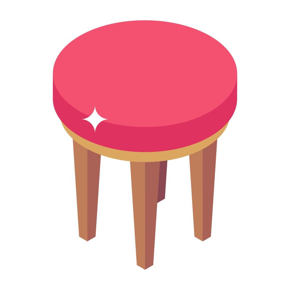 Icon of a stool chair in isometric design vector