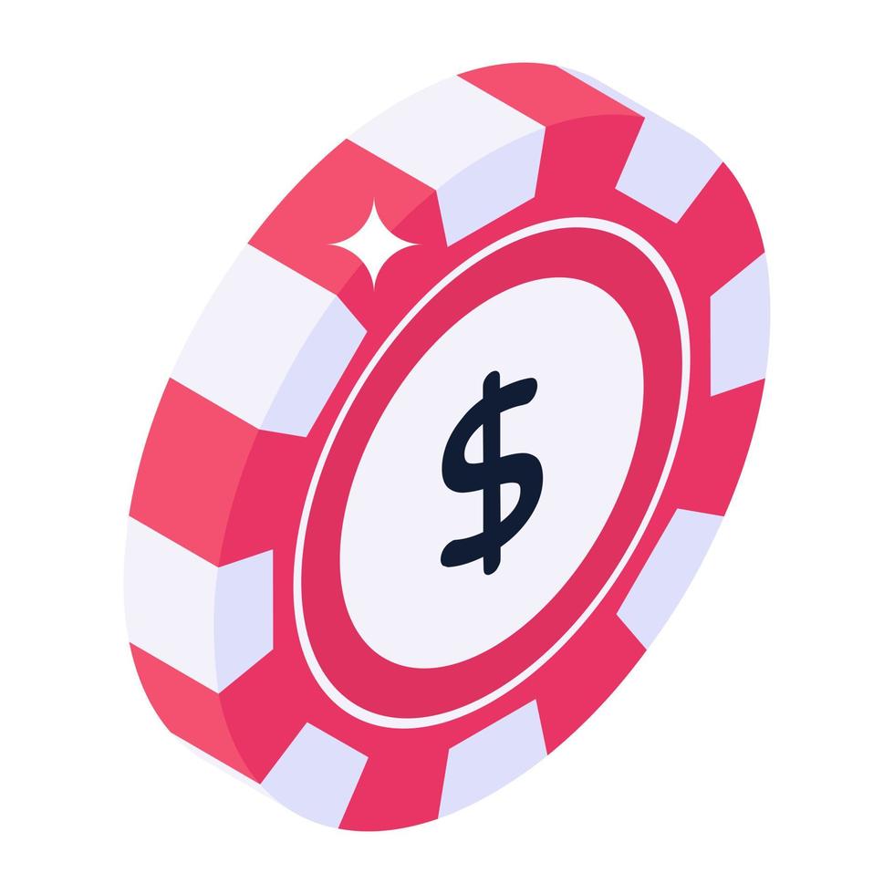 Chip in hand, isometric icon of a bet chip vector