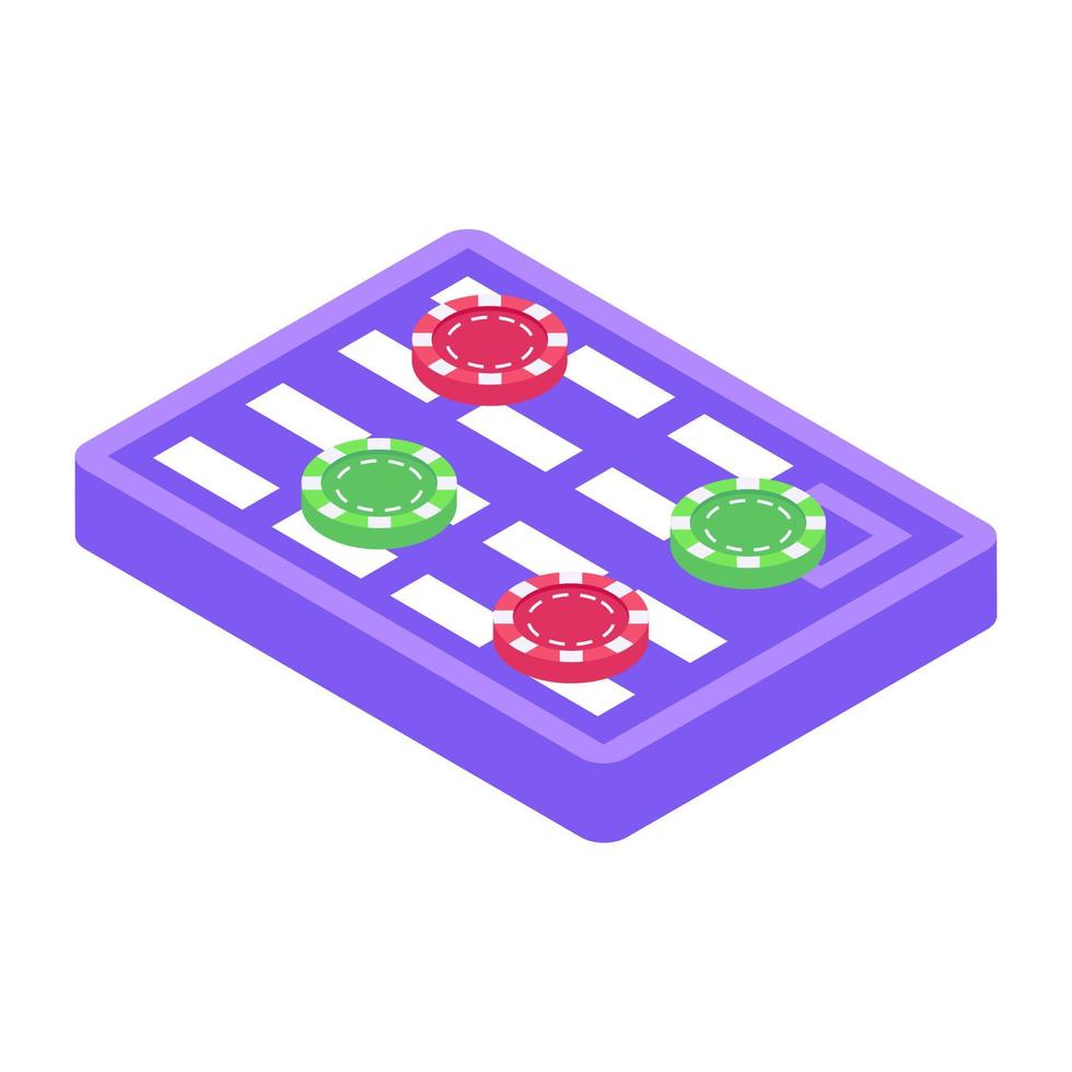 Chip in hand, isometric icon of a bet chip vector