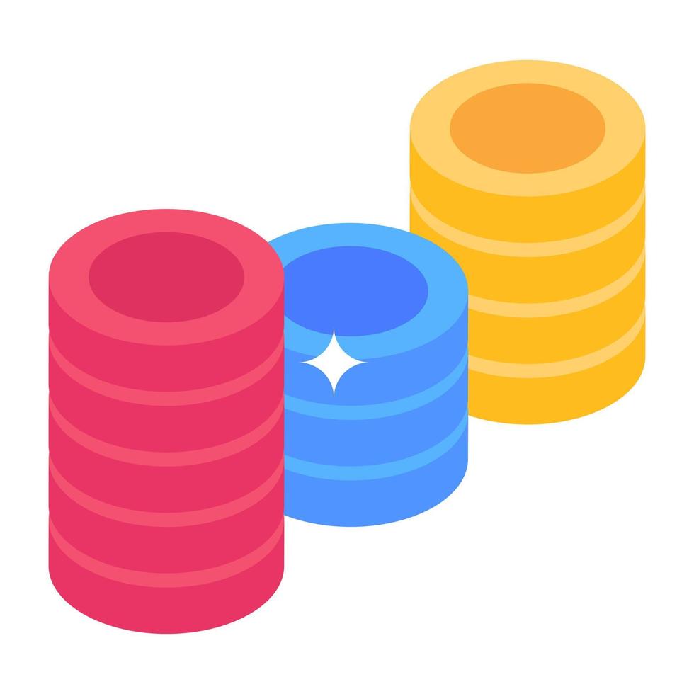 Chip in hand, isometric icon of a bet chip vector