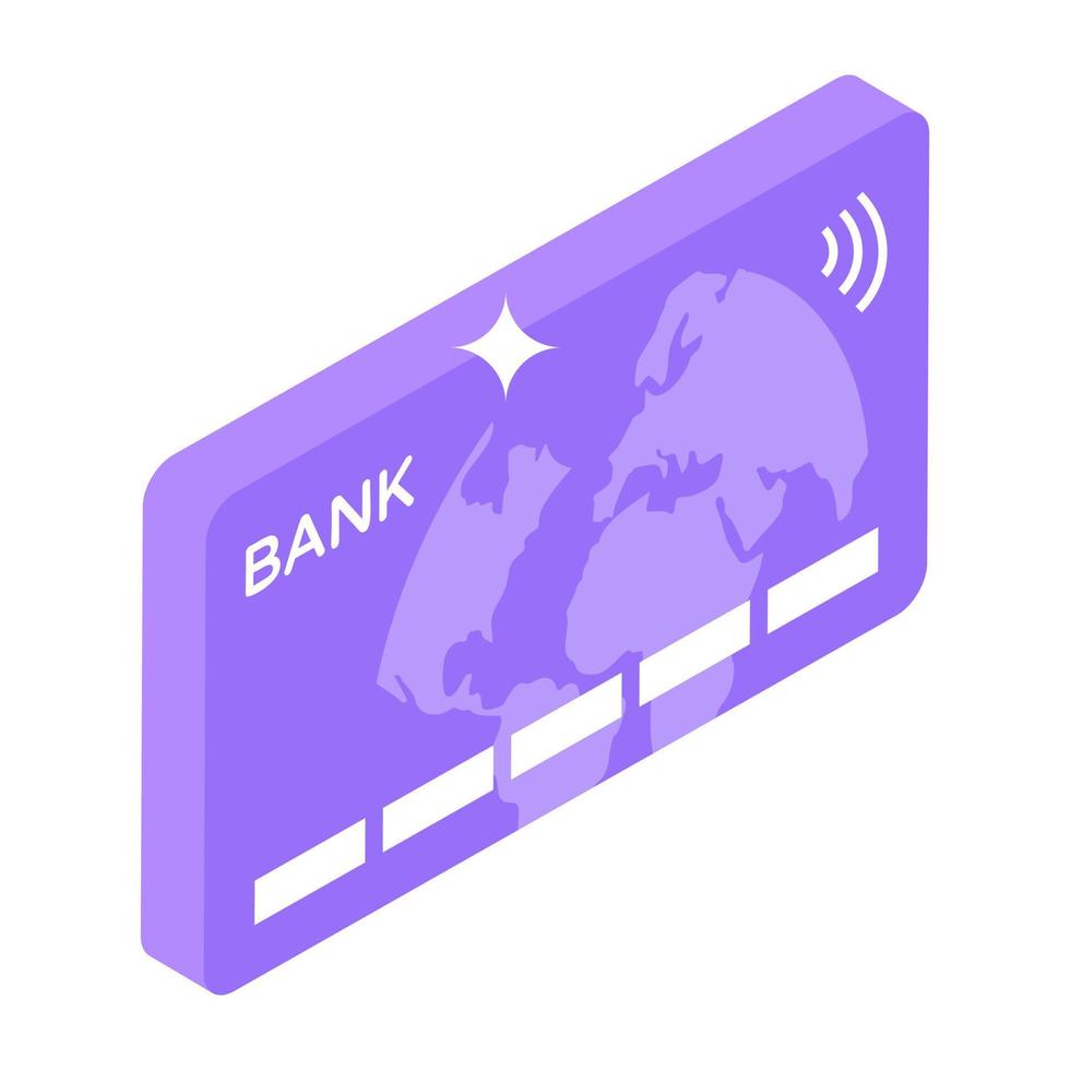 Bank card, trendy isometric icon vector