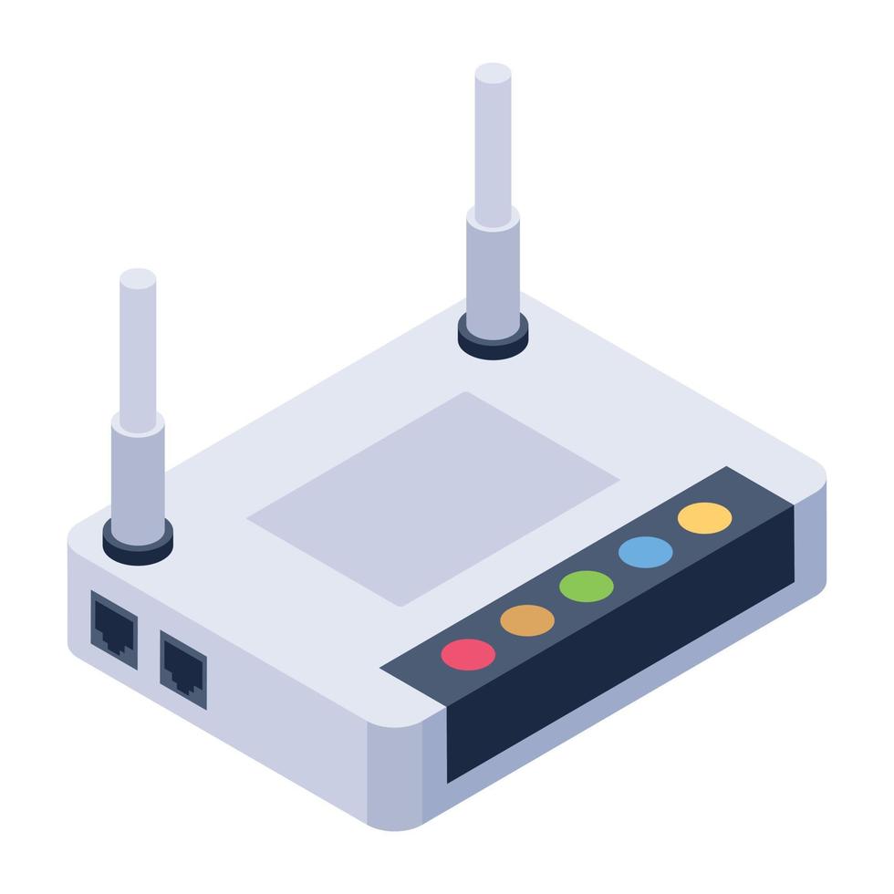 Modem isometric icon, networking device vector