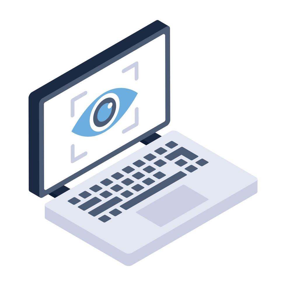 Eye authentication isometric style icon, editable vector