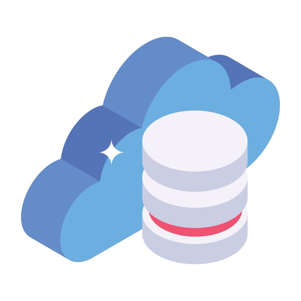 Cloud storage isometric icon, internet database vector