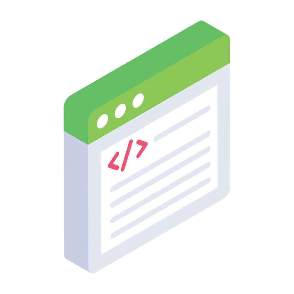 Website coding isometric style icon, editable vector