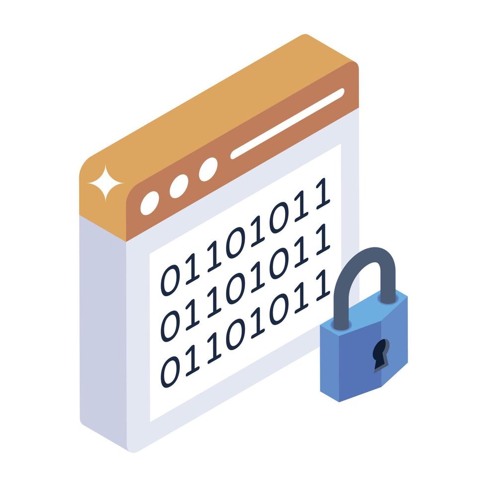 Binary encryption isometric style icon vector