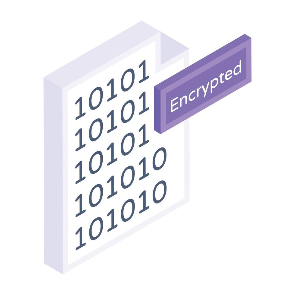 Encrypted data isometric style icon, editable vector