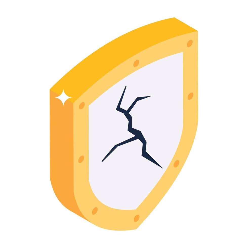 Cracked security isometric icon, editable vector