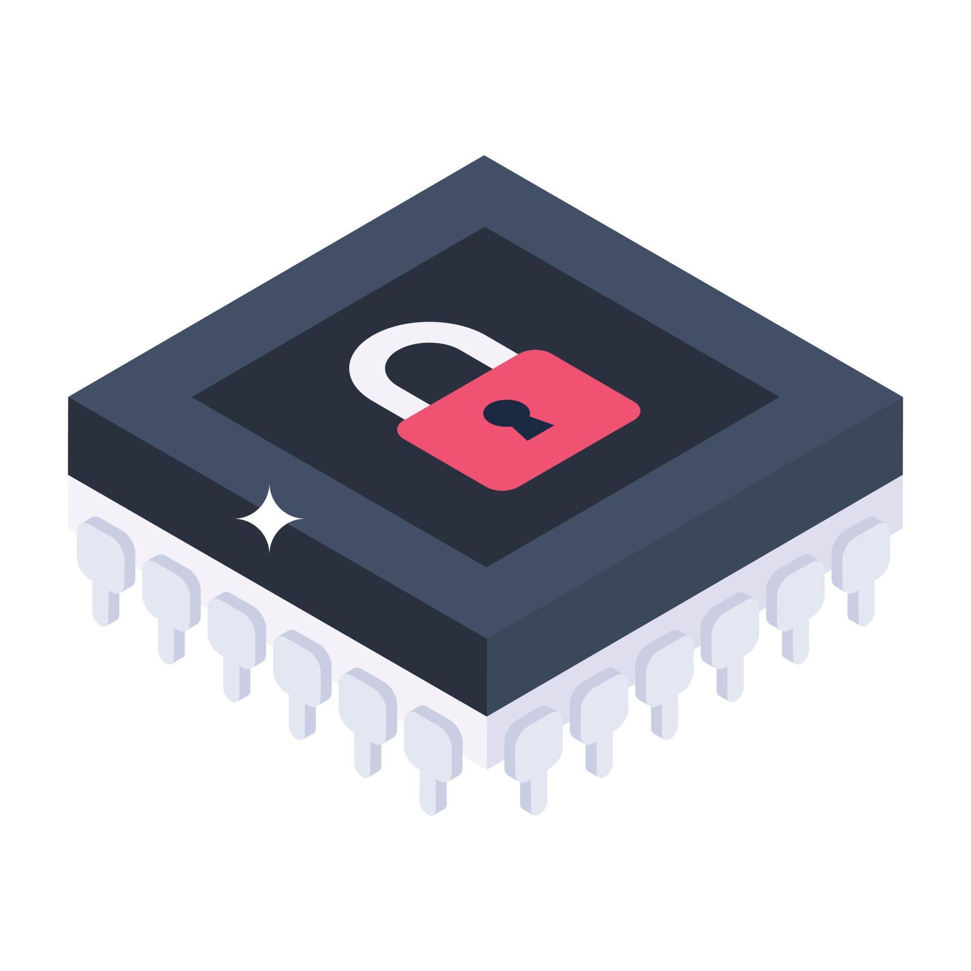 Locked processor isometric icon, microchip protection 6530605 Vector
