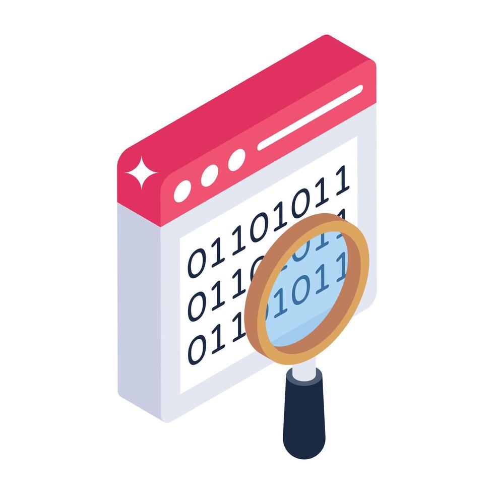 Binary data search isometric design editable vector