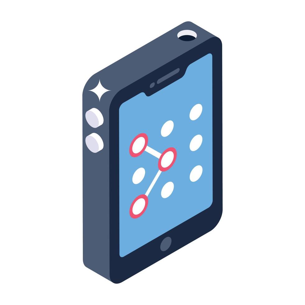 Mobile pattern isometric style icon, cell phone security vector