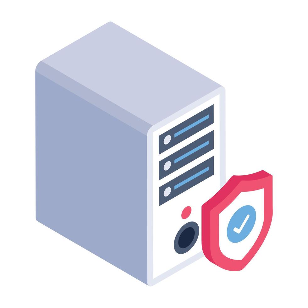Protected cpu isometric style icon, editable vector
