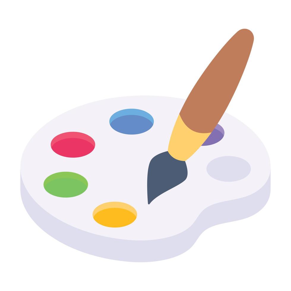 una paleta de colores para pintar, diseño de iconos isométricos vector