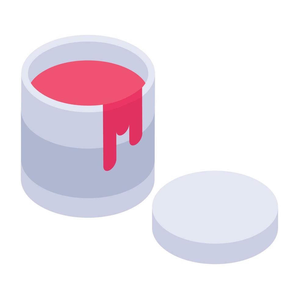 Paint jar isometric style icon, editable vector