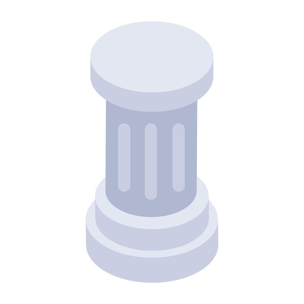 A vintage column building icon in isometric style vector