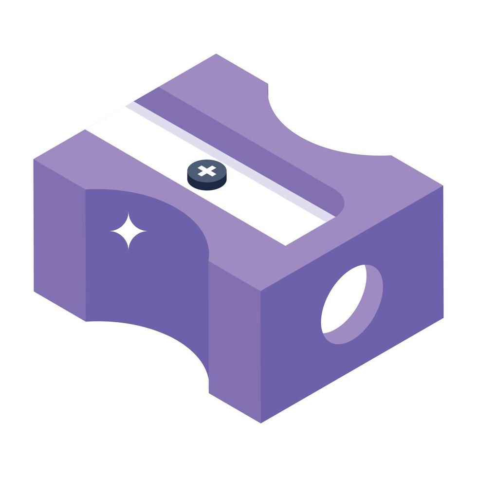 Isometric icon of sharpener, stationery tool, vector