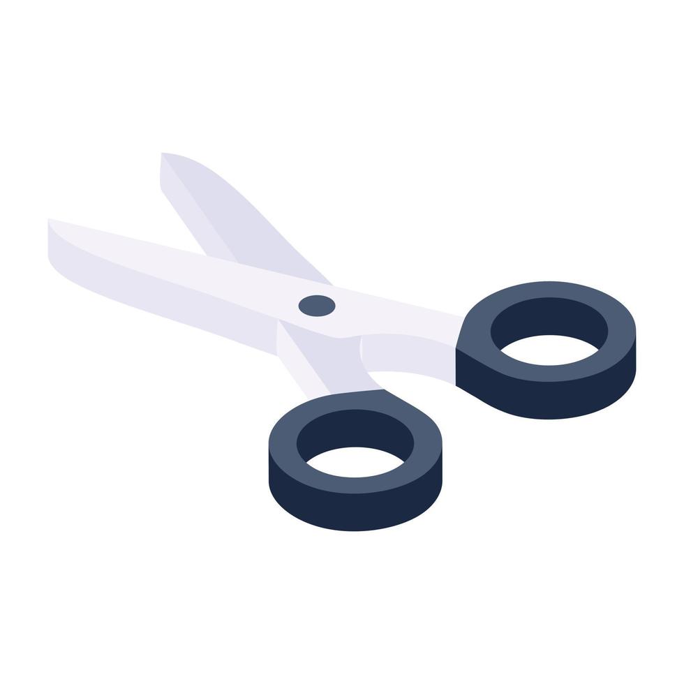 Scissors isometric style icon, used for cutting purposes vector