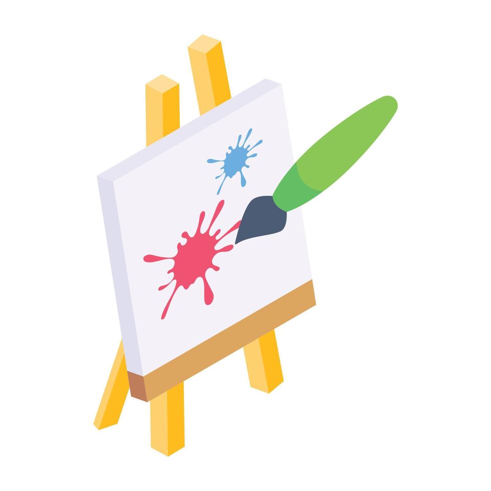 Easel painting in isometric style icon, editable vector