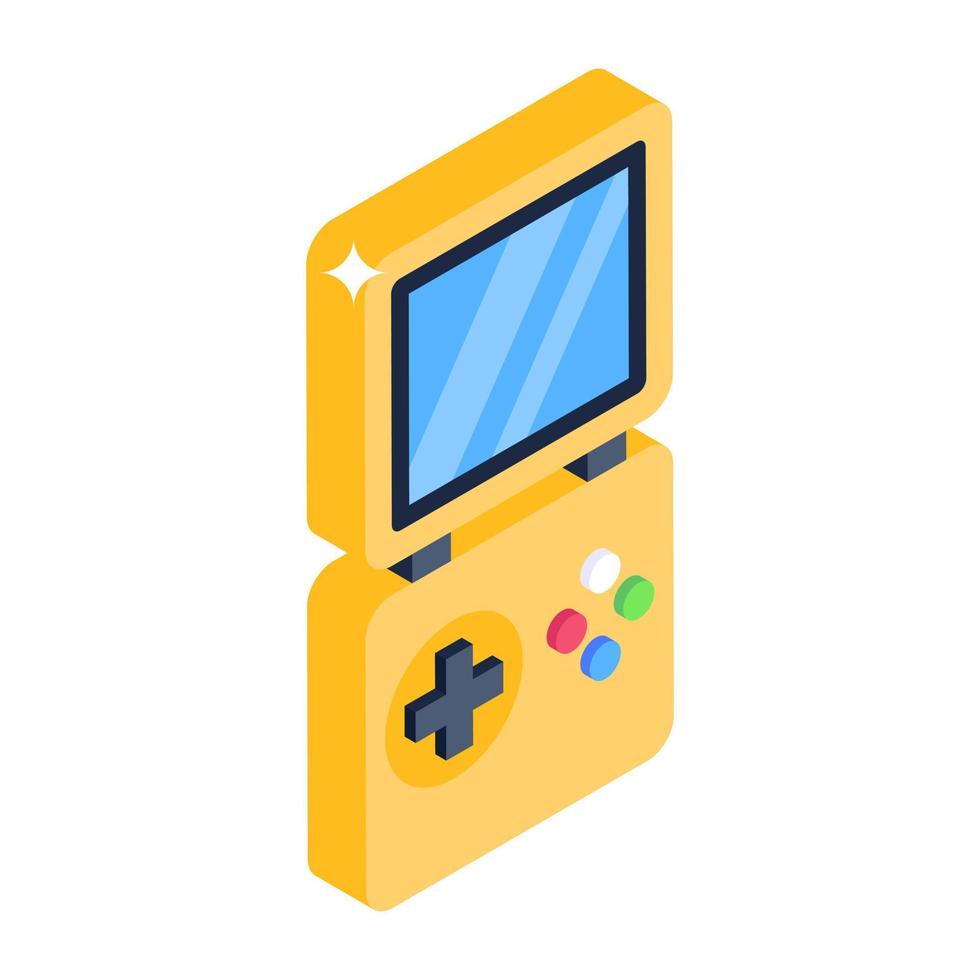 icono de estilo isométrico de videojuego portátil, vector editable