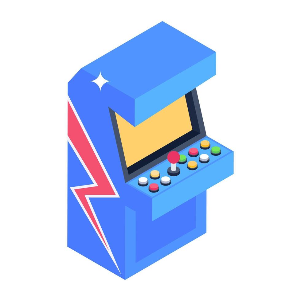 icono isométrico del juego de arcade, vector editable