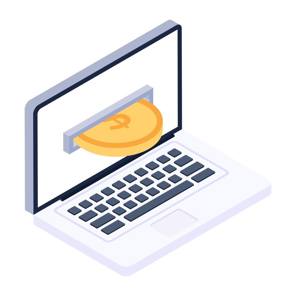 Isometric icon of online payment, digital banking vector