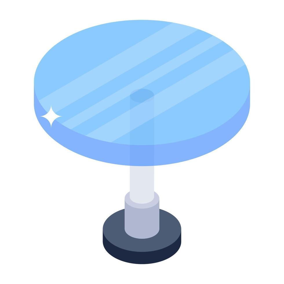 Editable isometric design icon of glass table vector