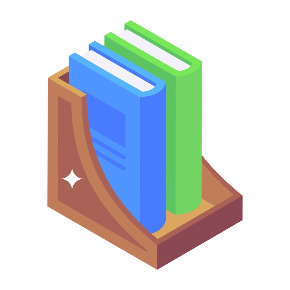 An isometric design icon of shelves almirah vector
