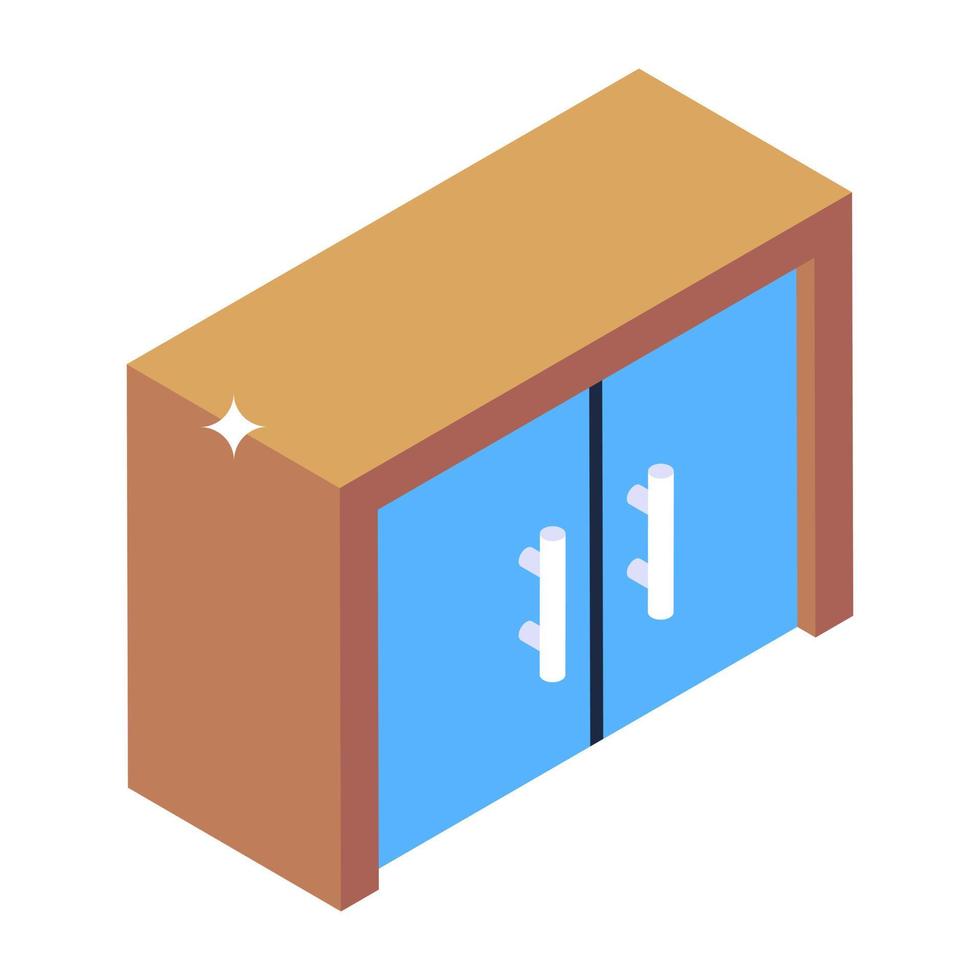 A chest of drawers, isometric icon of cabinet vector