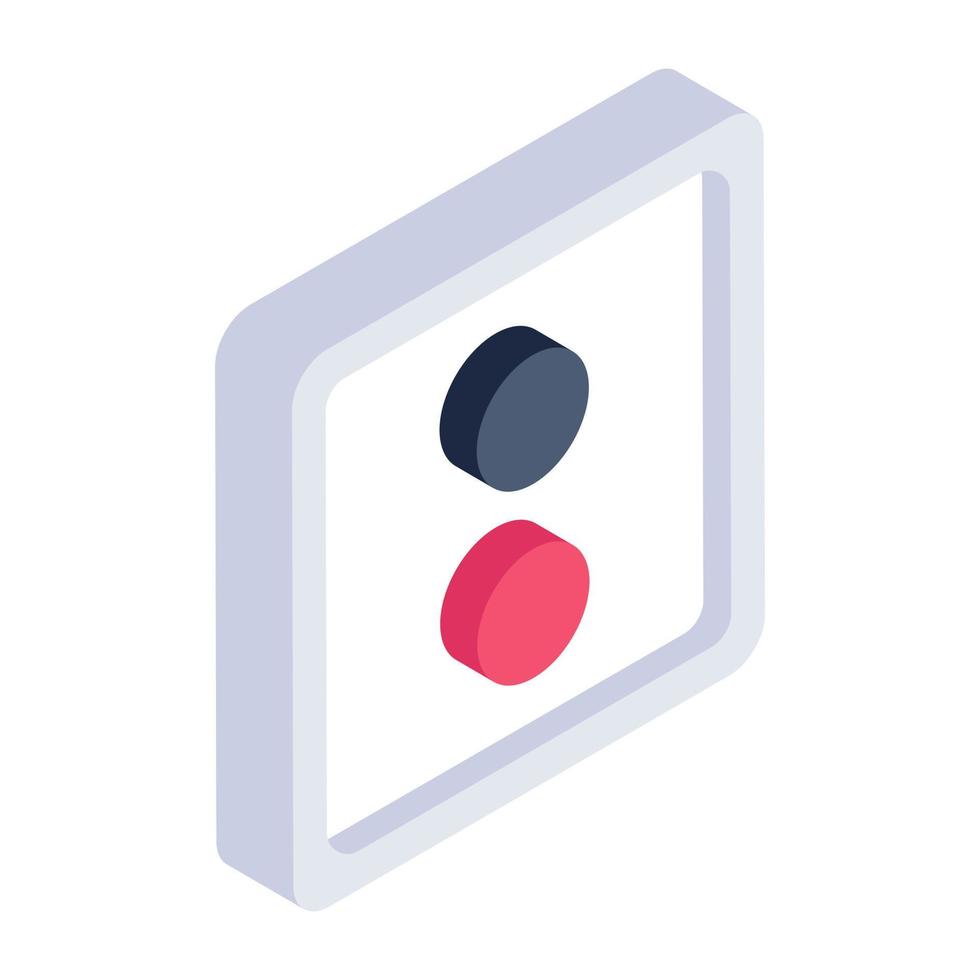 Electric button icon in isometric design, vector style of switch buttons