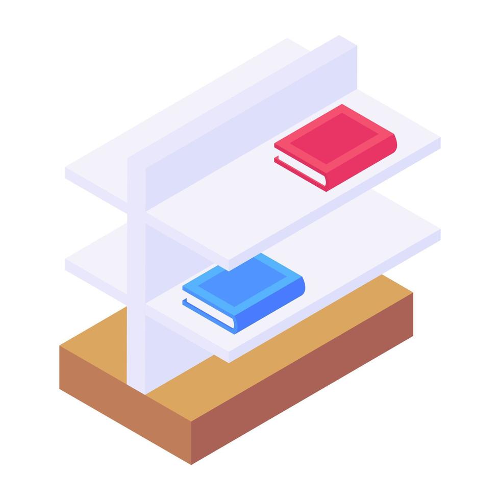 An isometric design icon of shelves almirah vector